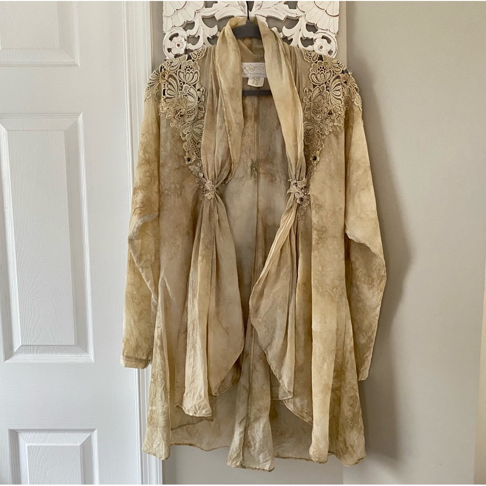 Phun Shirts Of California Vintage Cardigan Duster Artsy Fairy 80's 90's Art O/S